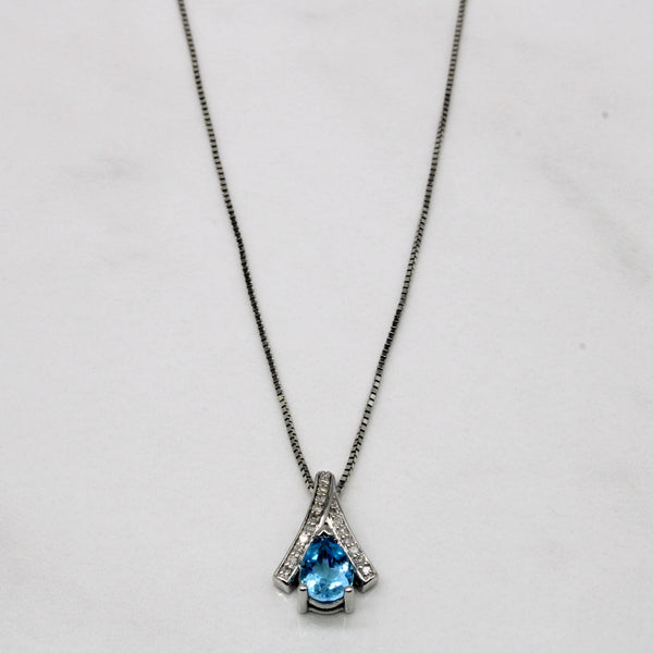 Blue Topaz & Diamond Necklace | 0.73ct, 0.07ctw | 18