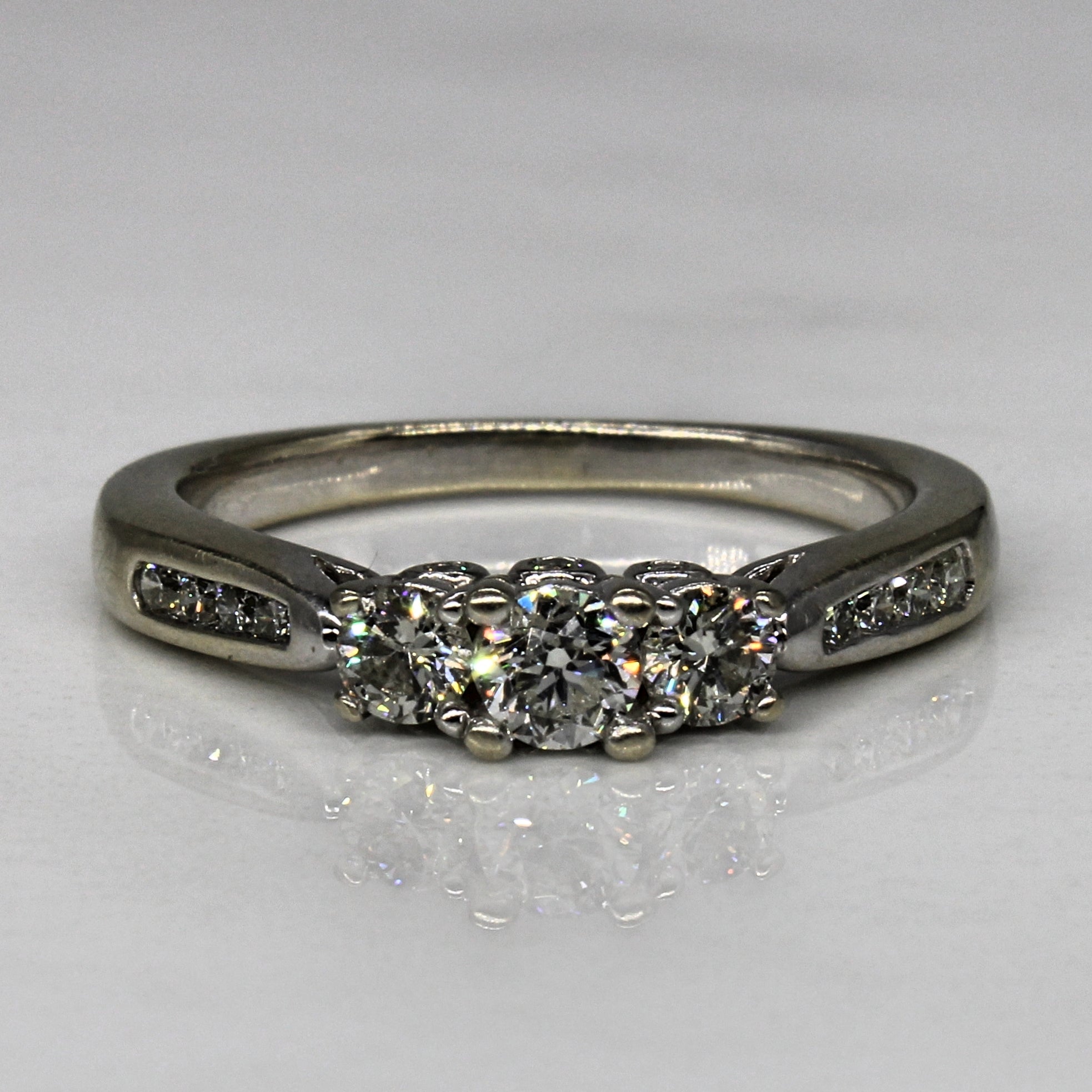 Three Stone Channel Accented Diamond Ring | 0.44ctw | SZ 6 |