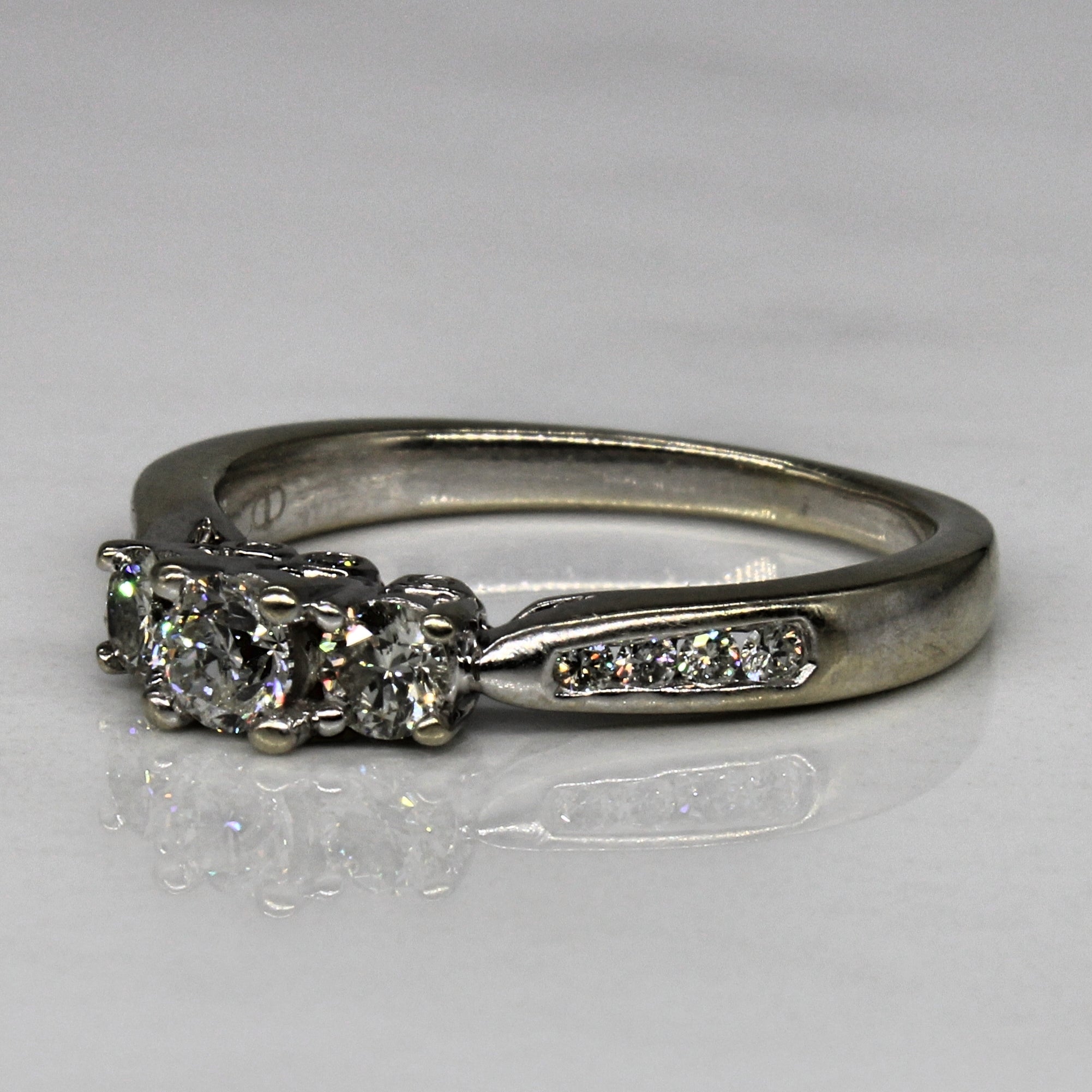 Three Stone Channel Accented Diamond Ring | 0.44ctw | SZ 6 |