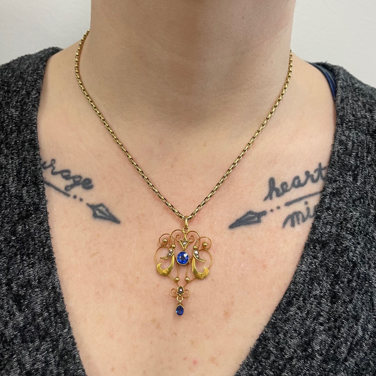 Vintage Filigree Design Multi Gemstone Necklace | 0.65ctw | 16"|
