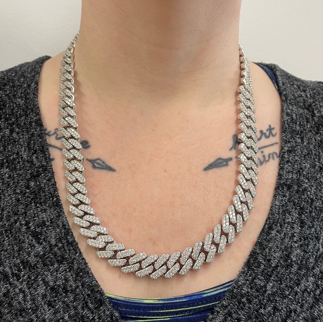 Collier à maillons gourmette en diamants en grappe | 20,75 ct | 22 po | 