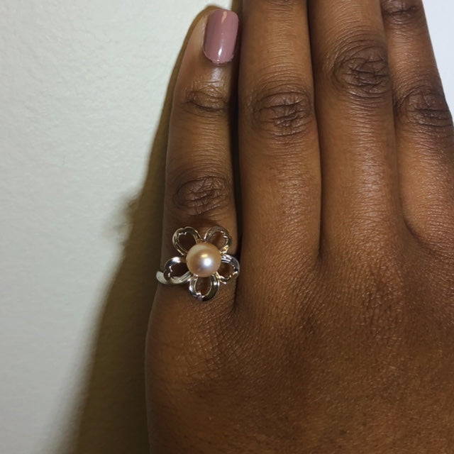 Pearl Plumeria Ring | 3.00ct | SZ 7.5 |