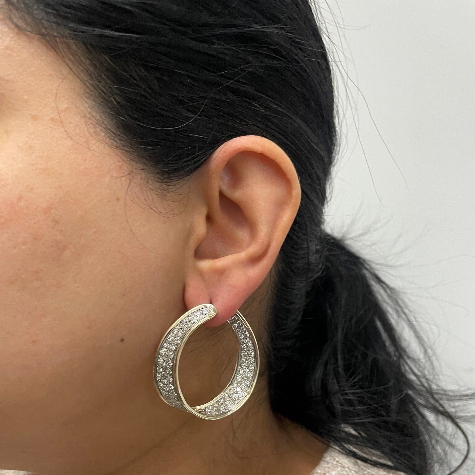 Inside Out Diamond Wave Hoop Earrings | 3.88ctw |