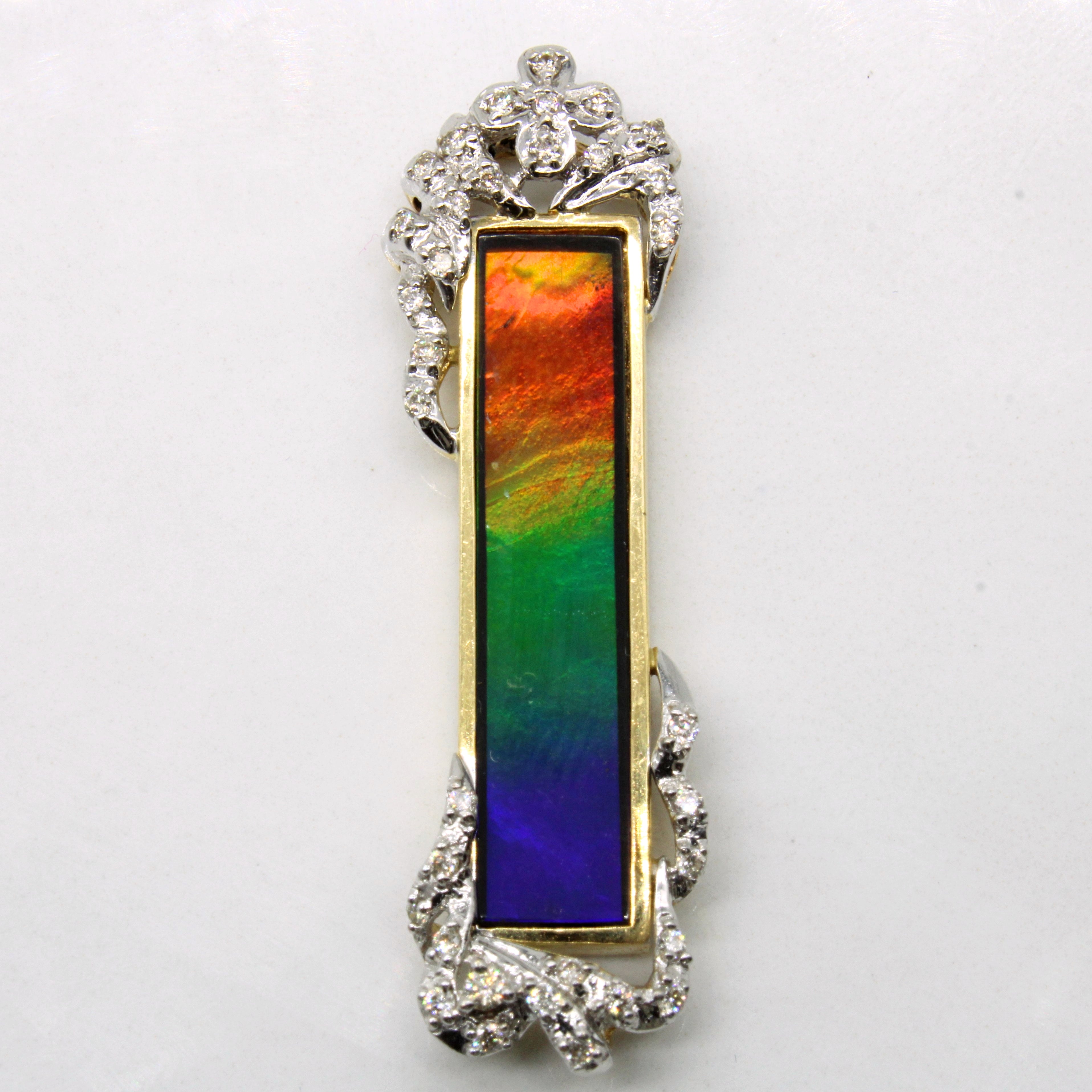 Ammolite & Diamond Column Pendant | 2.80ct, 0.12ctw |
