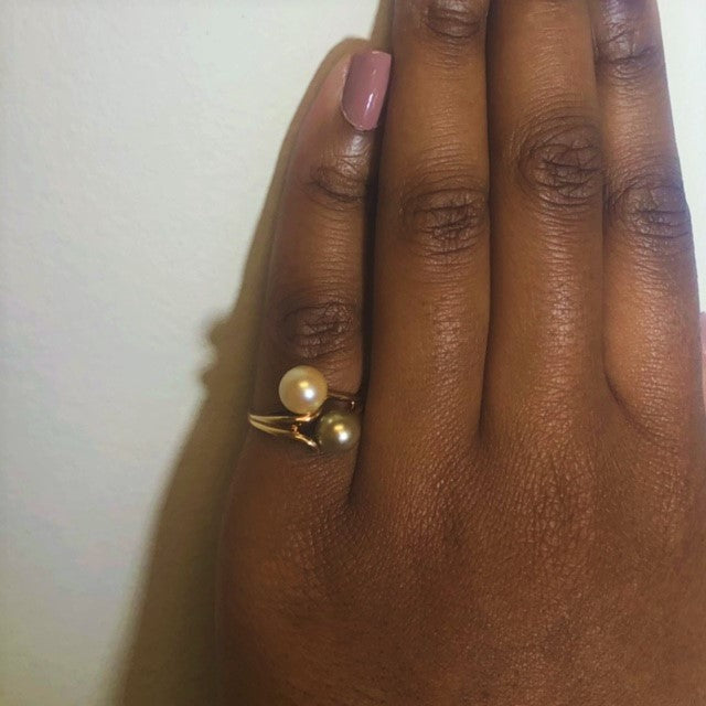 Split Shank Pearl Bypass Ring | 2.90ctw | SZ 6.75 |