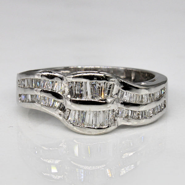 Baguette Diamond Bypass Ring | 0.89ctw | SZ 6.5 |