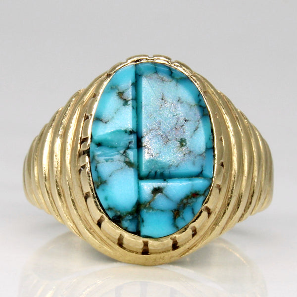 Carved Turquoise Cocktail Ring | 1.55ct | SZ 6 |