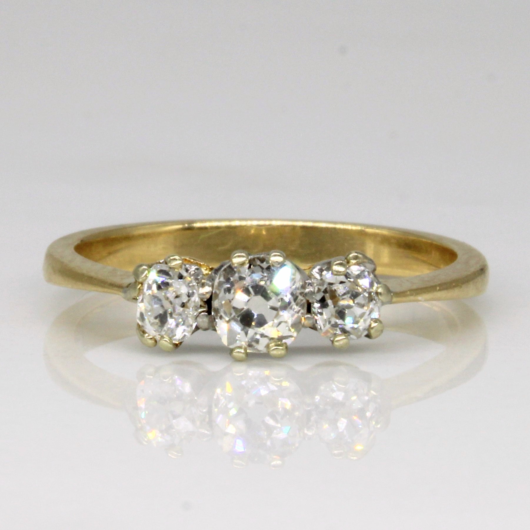 Old Mine Cut Diamond Three Stone Ring | 0.70ctw | SZ 7.75 |