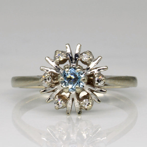 Snowflake Inspired Aquamarine & Diamond Ring | 0.16ct, 0.06ctw | SZ 6.5 |