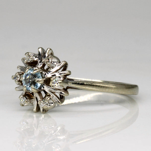 Snowflake Inspired Aquamarine & Diamond Ring | 0.16ct, 0.06ctw | SZ 6.5 |