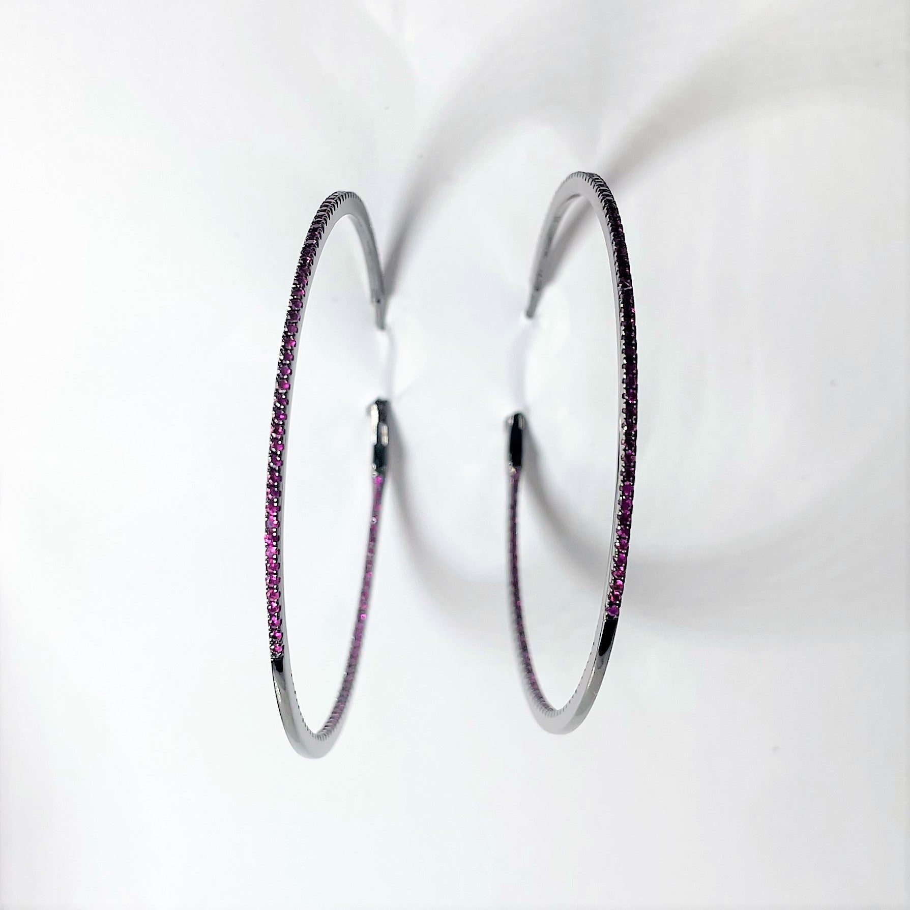 Black Gold Inside Out Pink Sapphire Hoop Earrings | 1.00ctw |