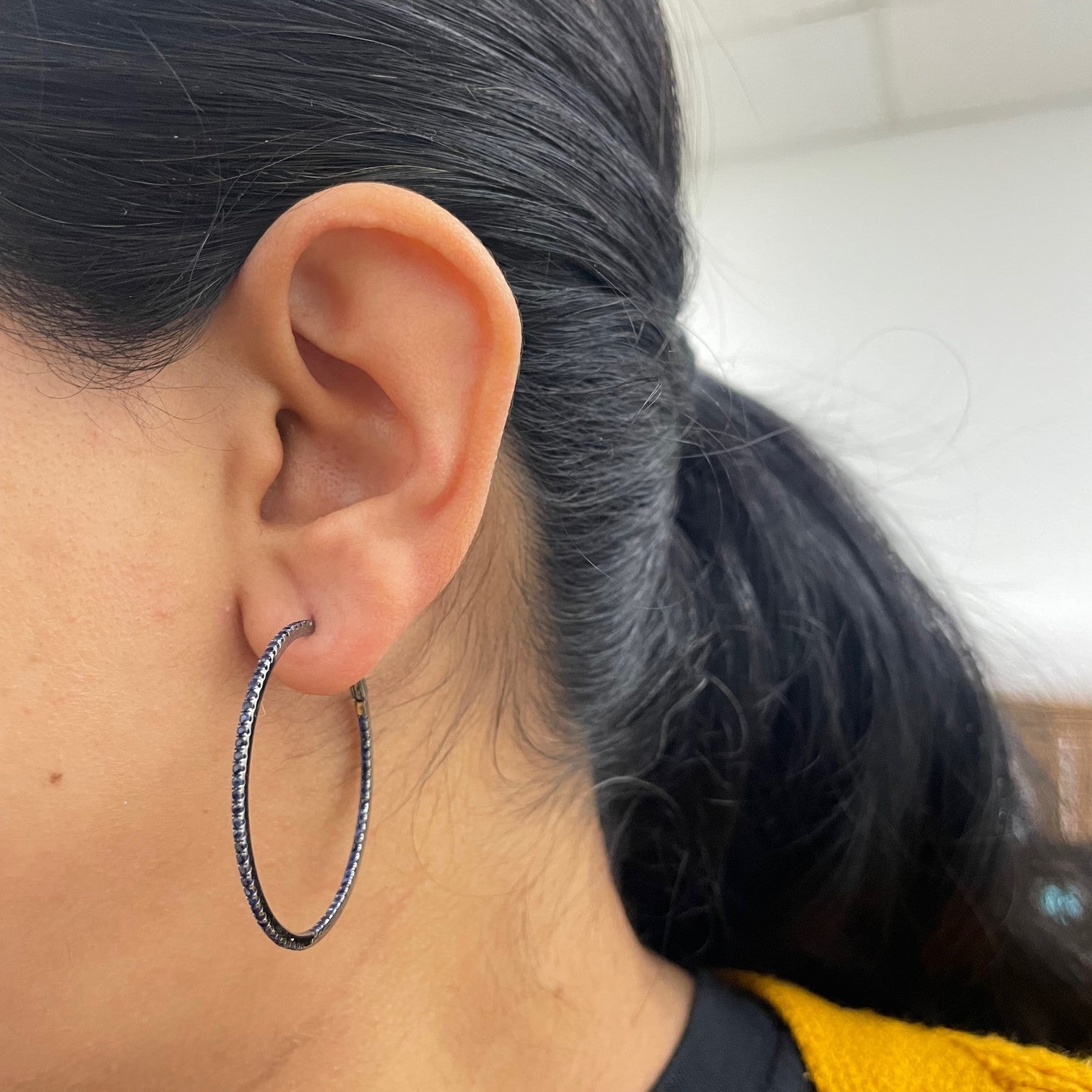 Black Gold Inside Out Sapphire Hoop Earrings | 0.87ctw |