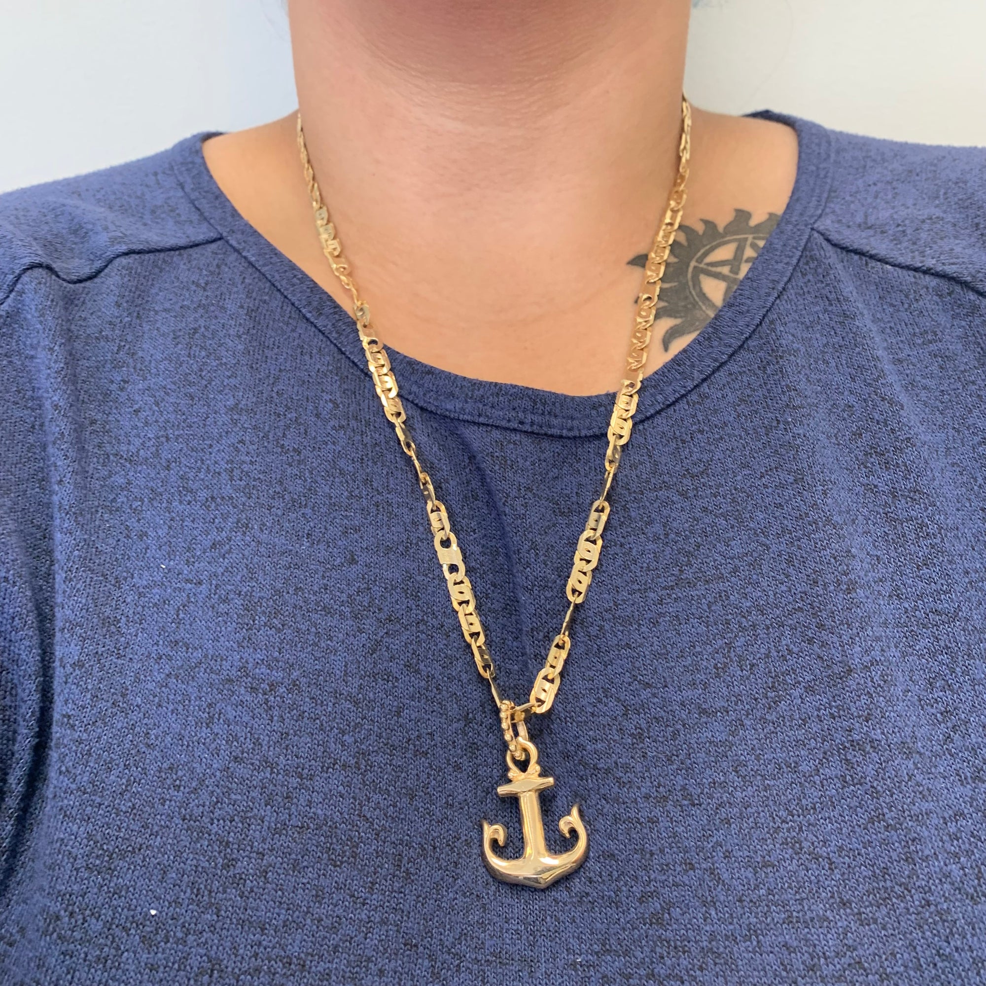 Yellow Gold Anchor Necklace | 24.5