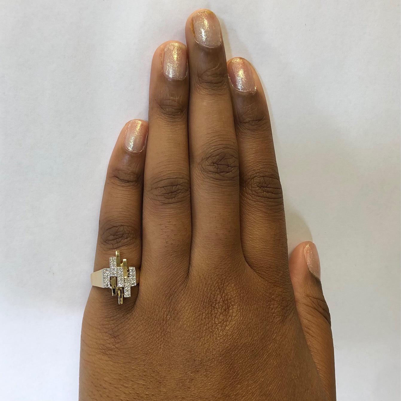 Bague géométrique en diamant | 0,18 ct | Taille 7,25 | 