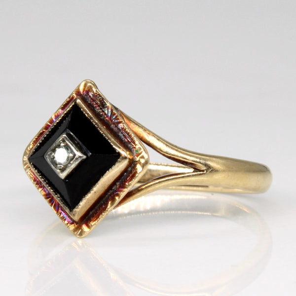 Black Onyx & Diamond Ring | 0.50ct, 0.01ct | SZ 7.25 |