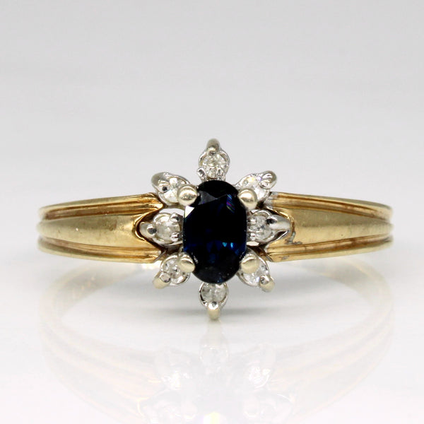 Petite Sapphire & Diamond Halo Ring | 0.21ct, 0.04ctw | SZ 6.25 |