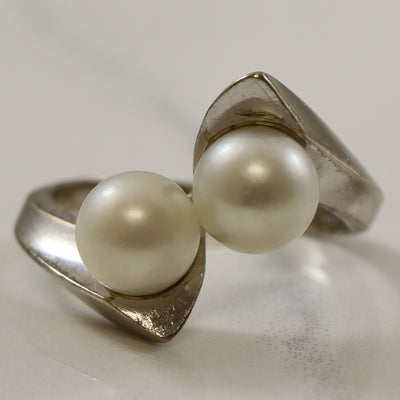 Double Pearl Bypass Ring | 3.90ct | SZ 6 |