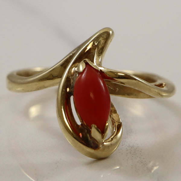 Marquise Cabochon Coral Ring | 0.50ct | SZ 7.5 |
