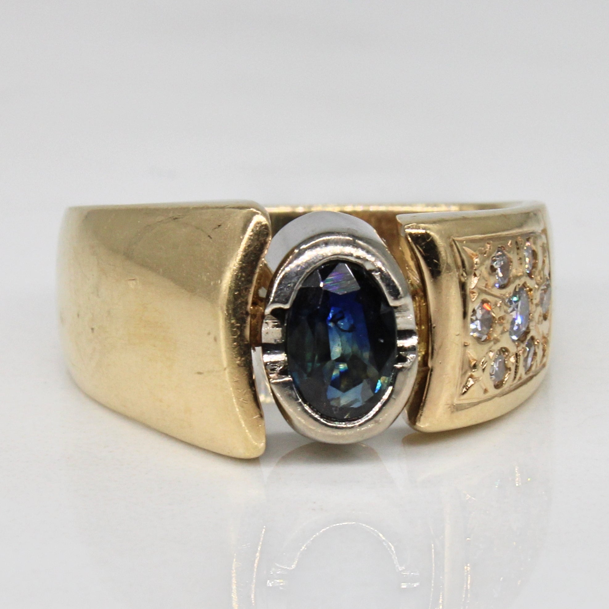 Offset Sapphire Bezel Ring | 0.40ct, 0.10ctw | SZ 6.75 |