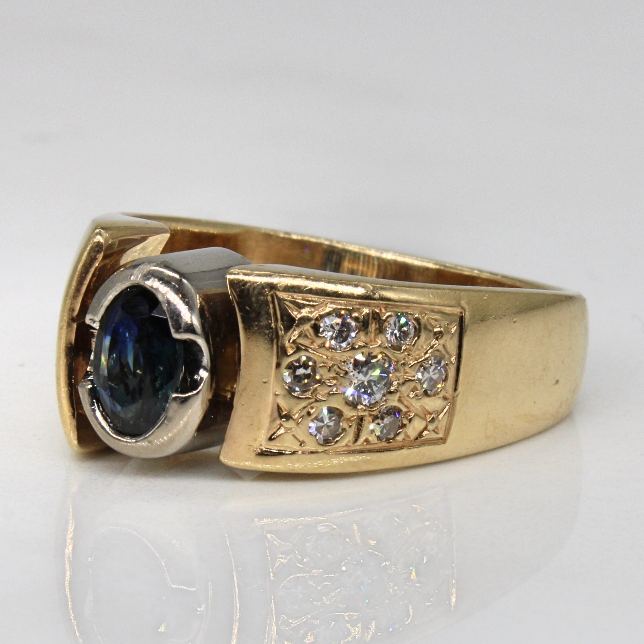 Offset Sapphire Bezel Ring | 0.40ct, 0.10ctw | SZ 6.75 |