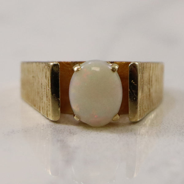 Solitaire Opal Textured Ring | 0.65ct | SZ 5.5 |