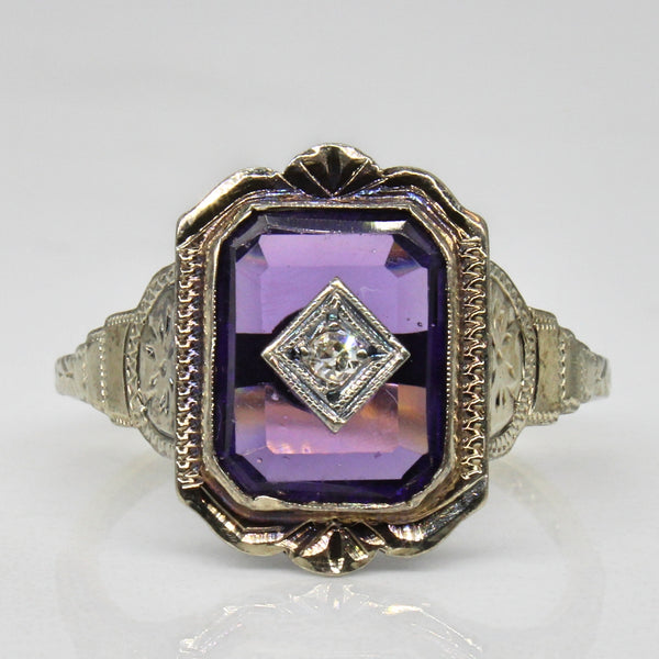 Art Deco Diamond & Glass Ring | 0.02ct | SZ 6.75 |