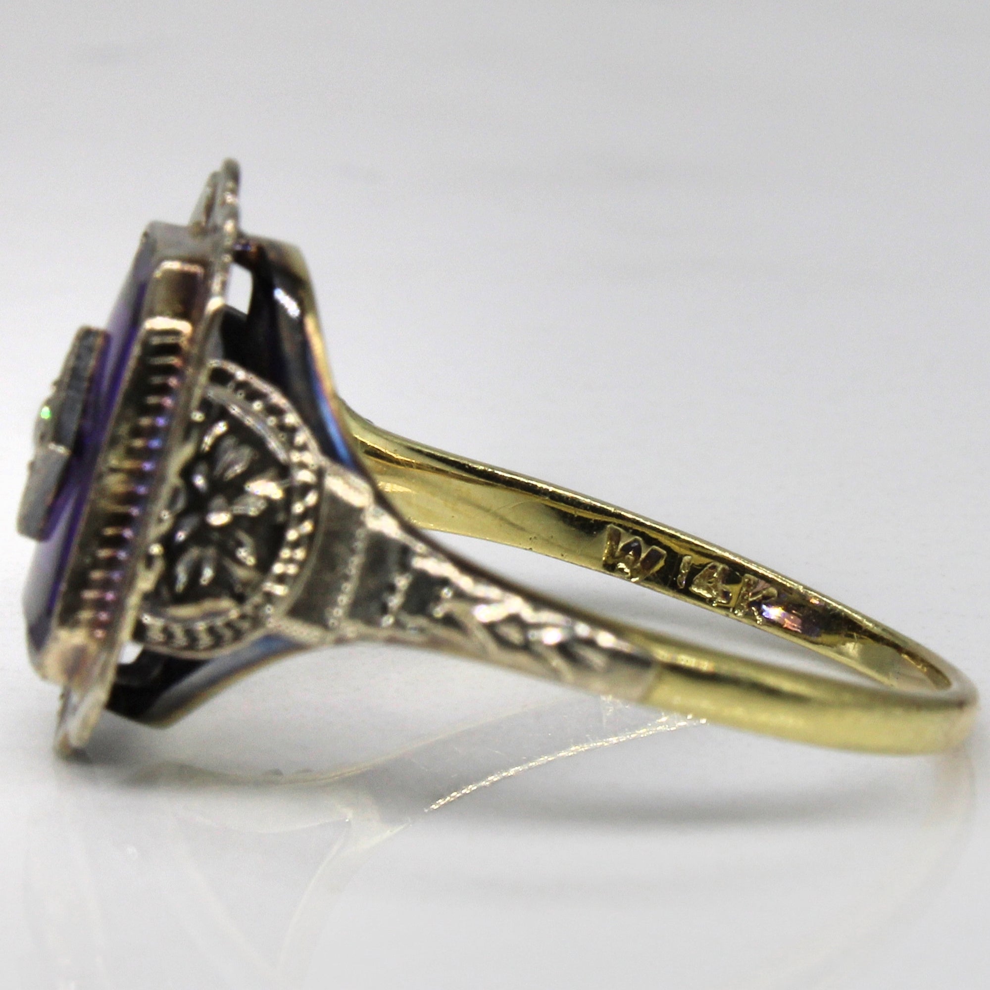 Art Deco Diamond & Glass Ring | 0.02ct | SZ 6.75 |