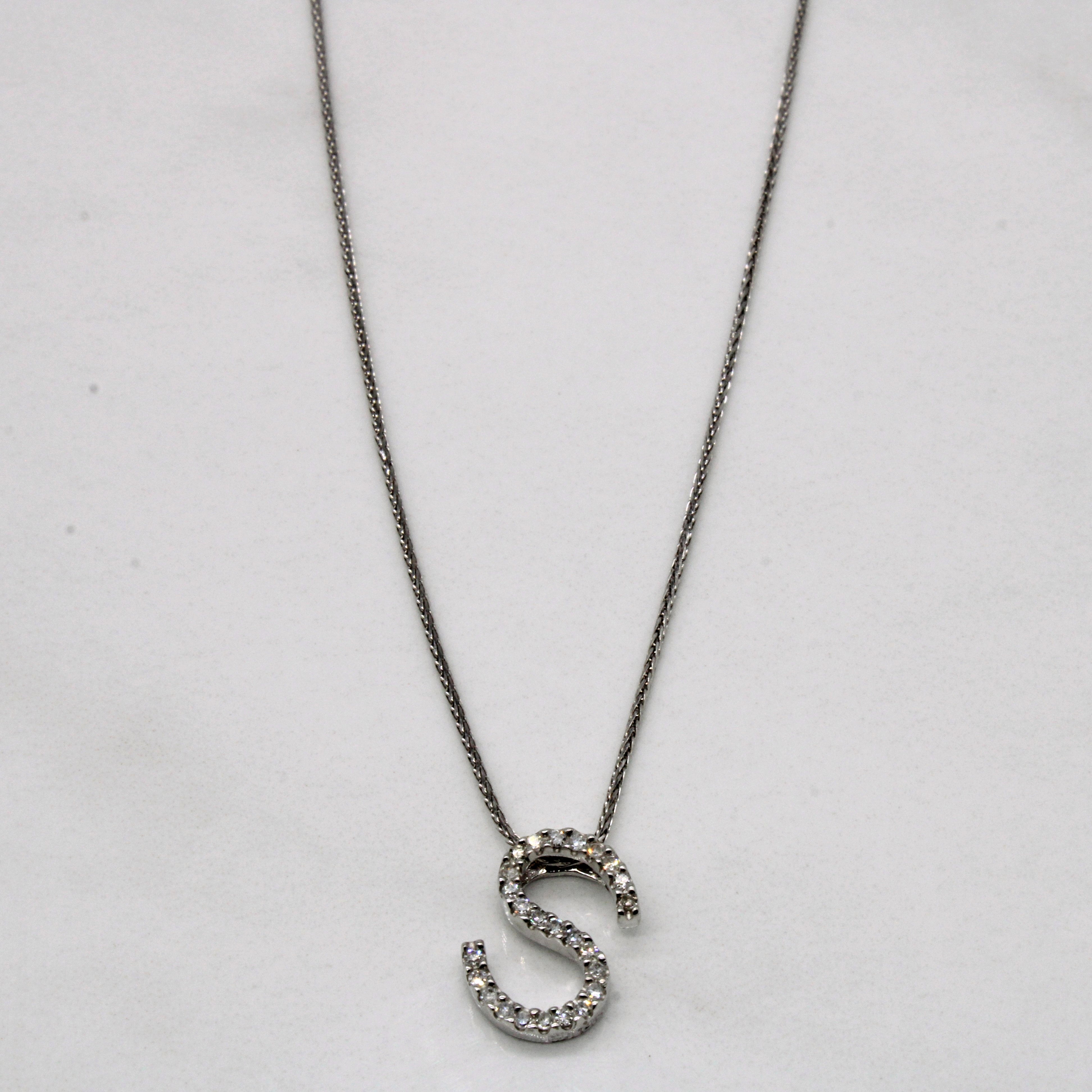 Diamond 'S' Initial Necklace | 0.08ctw | 16" |