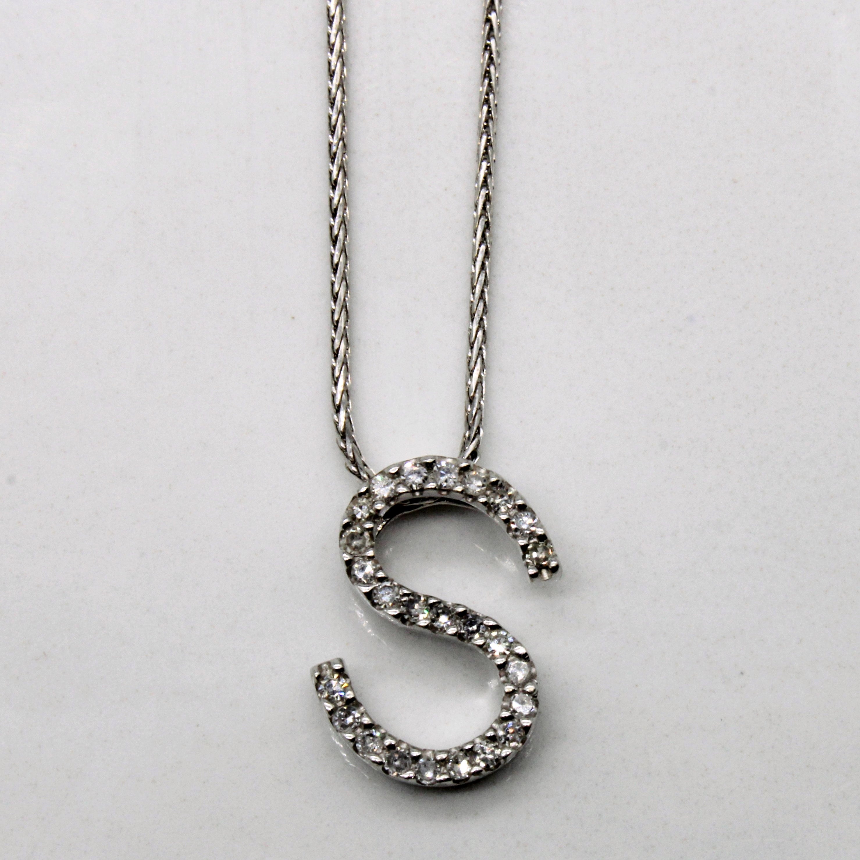 Diamond 'S' Initial Necklace | 0.08ctw | 16" |