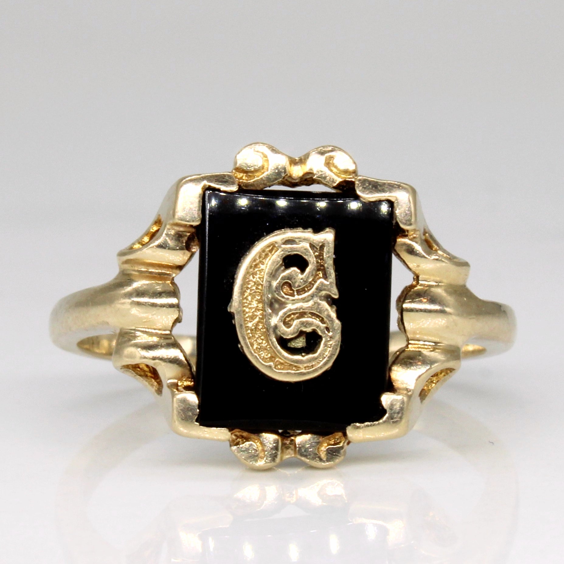 Onyx Initial 'C' Ring | 1.50ct | SZ 8 |