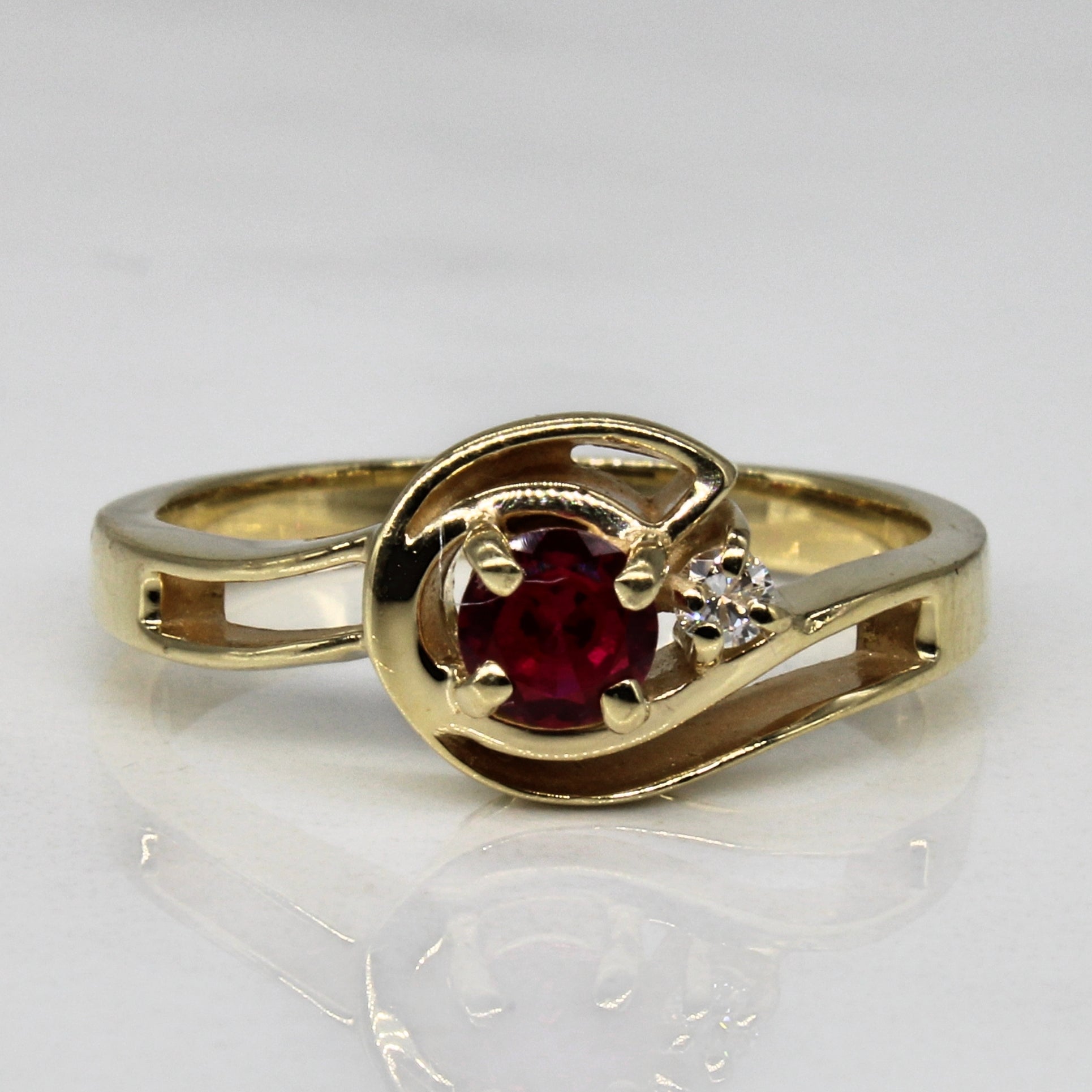 Synthetic Ruby & Diamond Ring | 0.25ct, 0.03ct | SZ 6 |