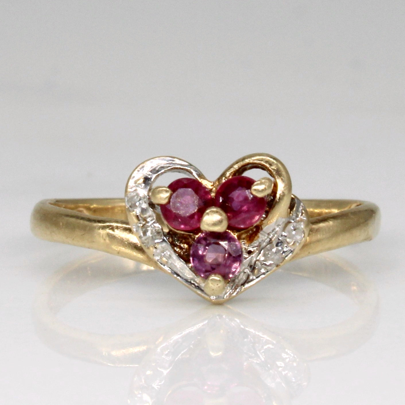 Ruby & Diamond Heart Ring | 0.12ctw, 0.02ctw | SZ 4 |