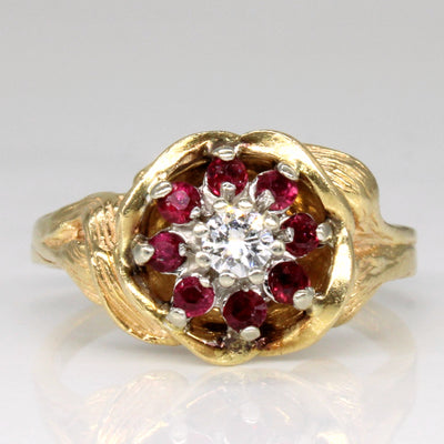 Ruby & Diamond Floral Ring | 0.25ctw, 0.15ct | SZ 7.5 |