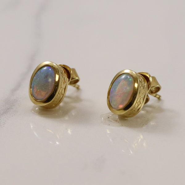 Bezel Set Opal Stud Earrings | 1.00ctw |