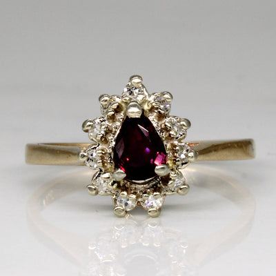 Synthetic Ruby & Diamond Halo Ring | 0.53ct, 0.11ctw | SZ 8.5 |