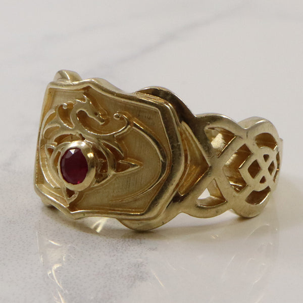 Solitaire Ruby Celtic Knot Dragon Ring | 0.17ct | SZ 8.5 |