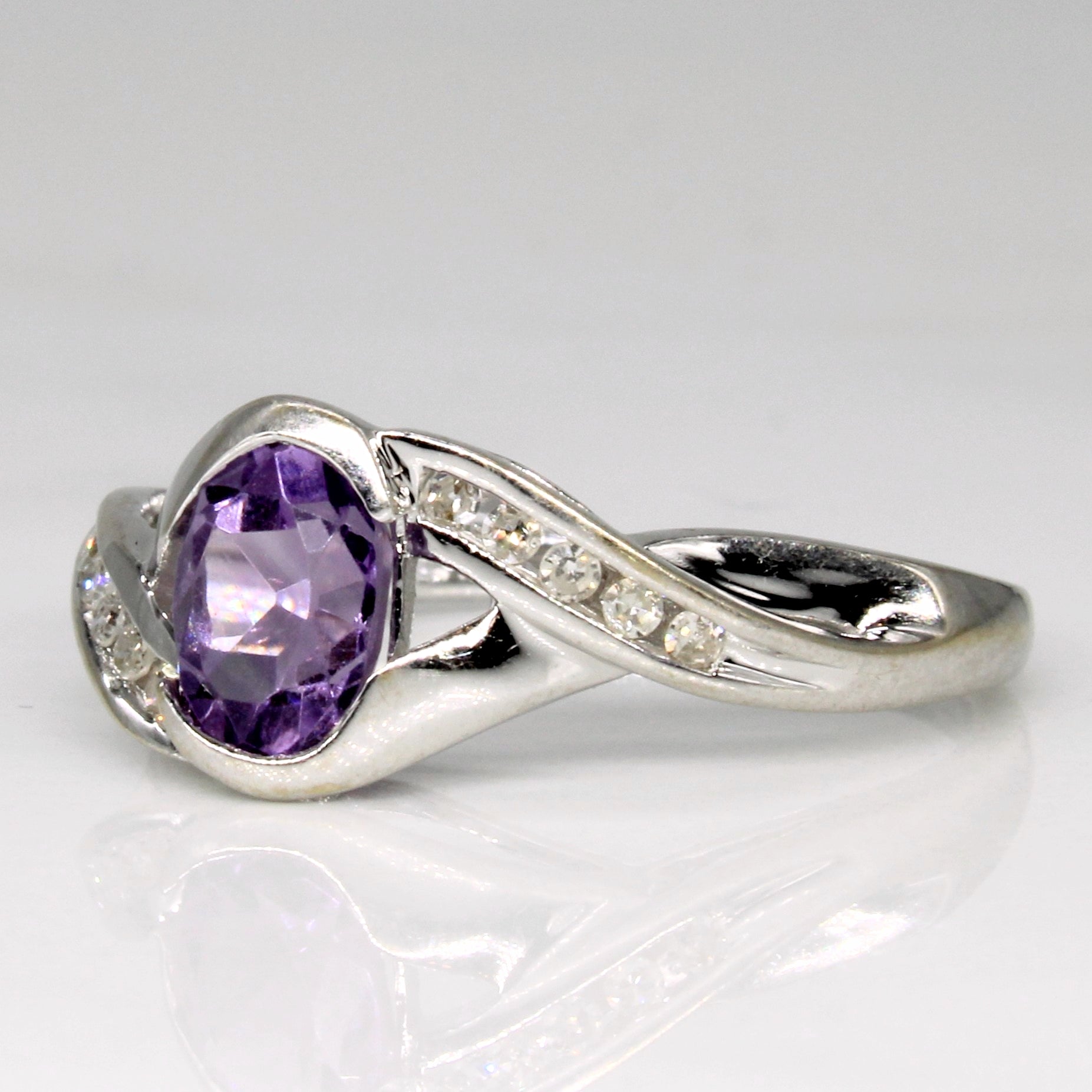 Amethyst & Diamond Bypass Ring | 0.70ct, 0.10ctw | SZ 6.5 |