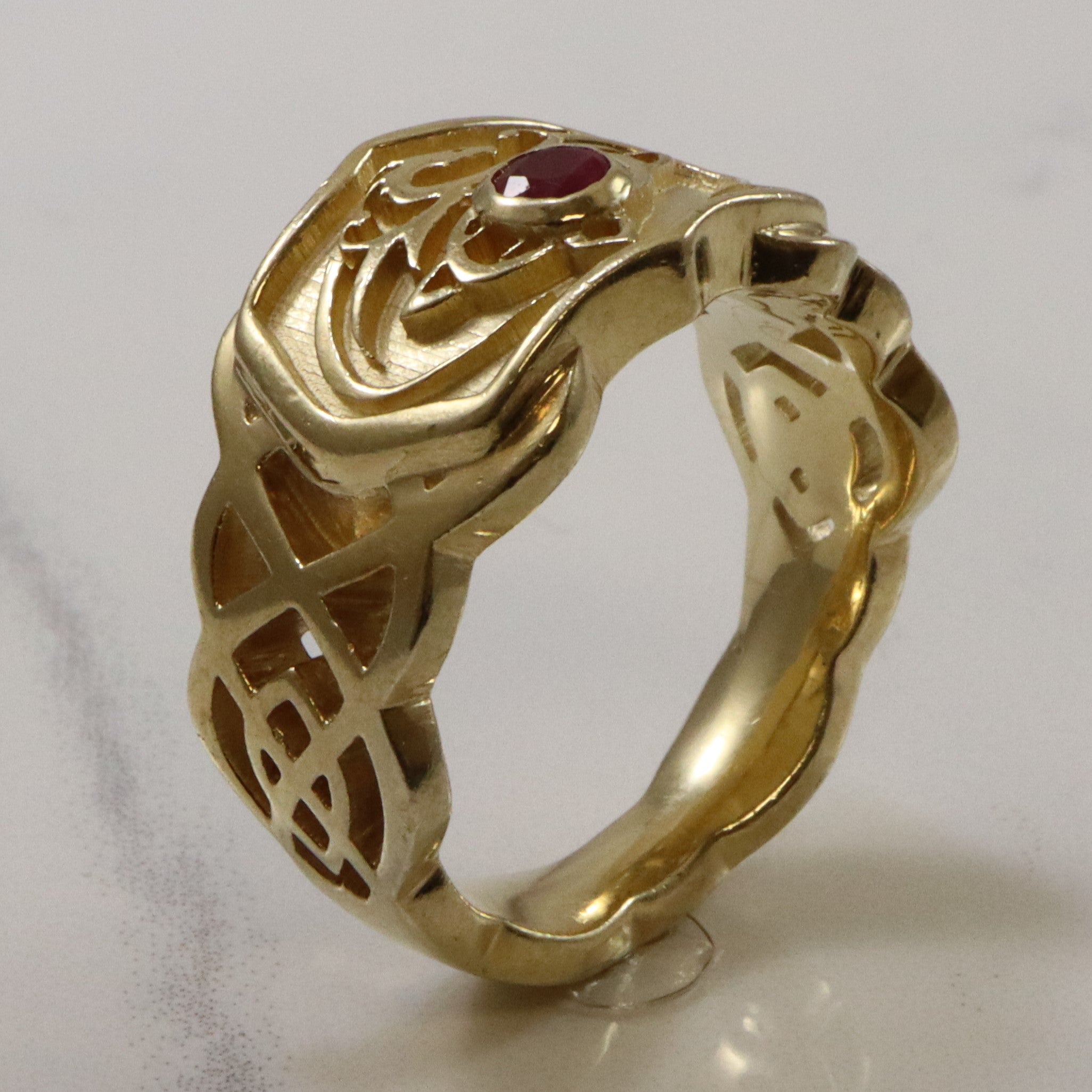 Solitaire Ruby Celtic Knot Dragon Ring | 0.17ct | SZ 8.5 |