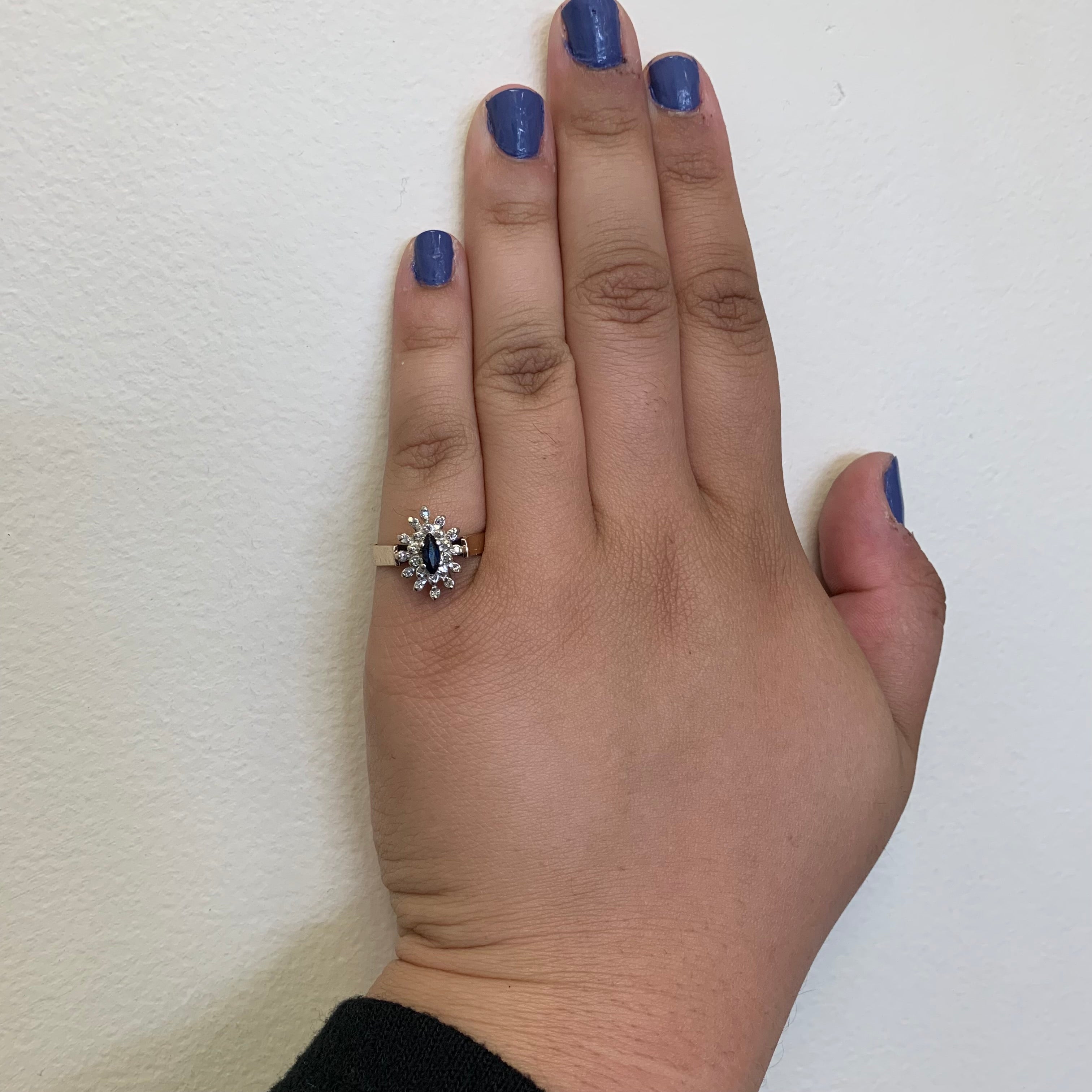 Sapphire & Diamond Burst Ring | 0.22ct, 0.17ctw | SZ 8 |