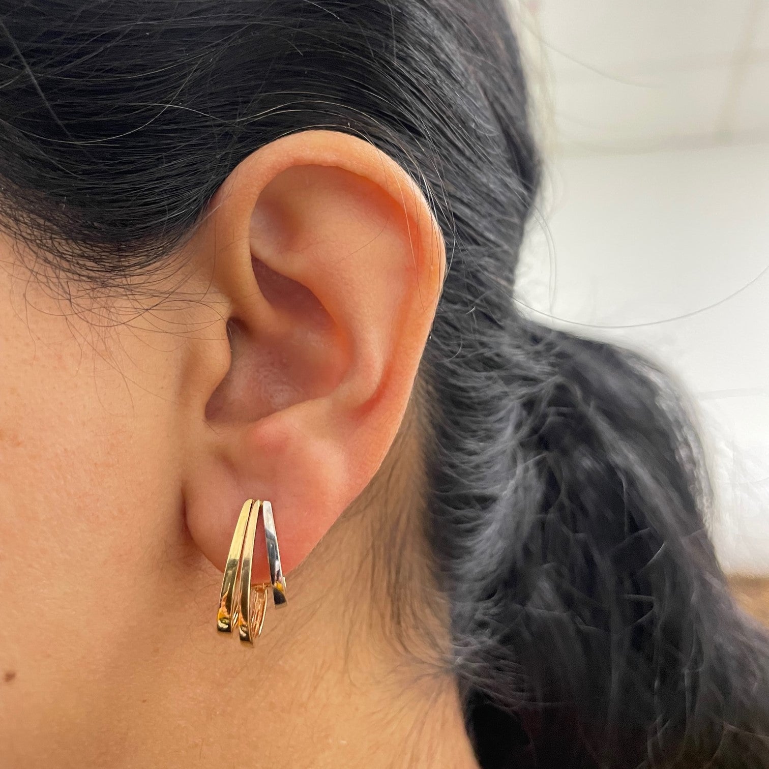 Two Tone Half Hoop Earrings |