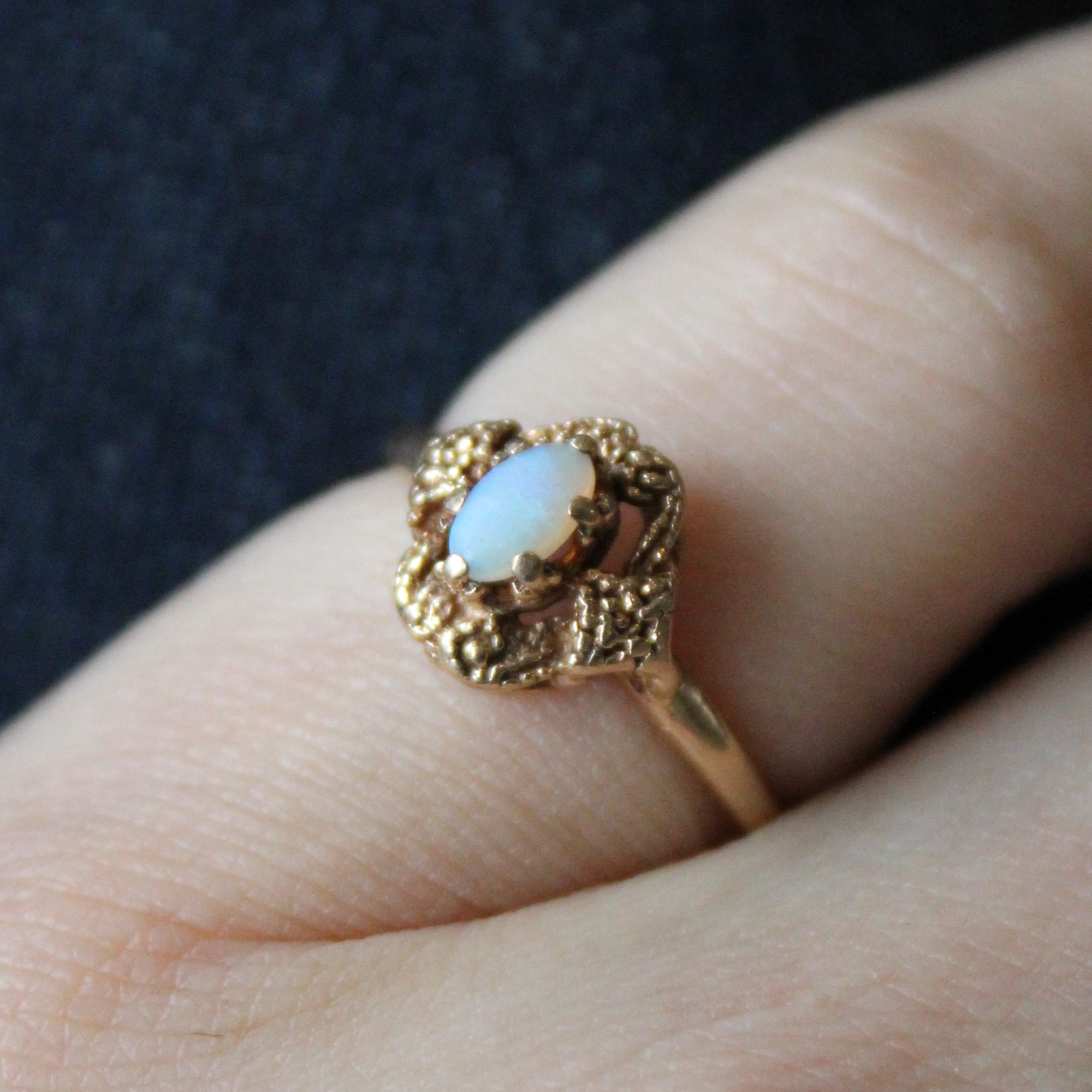 Gold Halo Opal Ring | 0.12ct | SZ 5.75 |