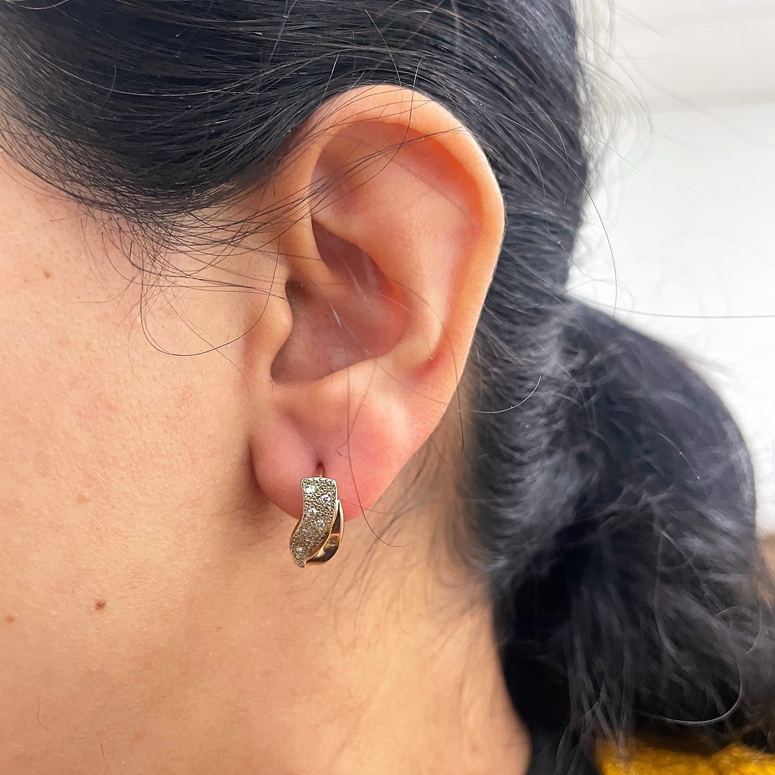 Cluster Set Diamond Huggie Earrings | 0.11ctw |
