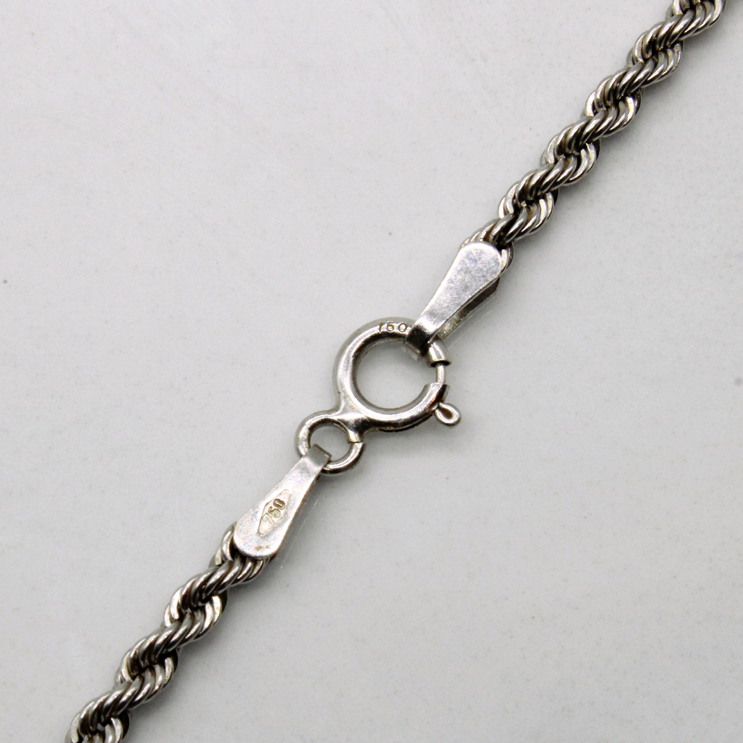 18k White Gold Rope Chain | 15" |