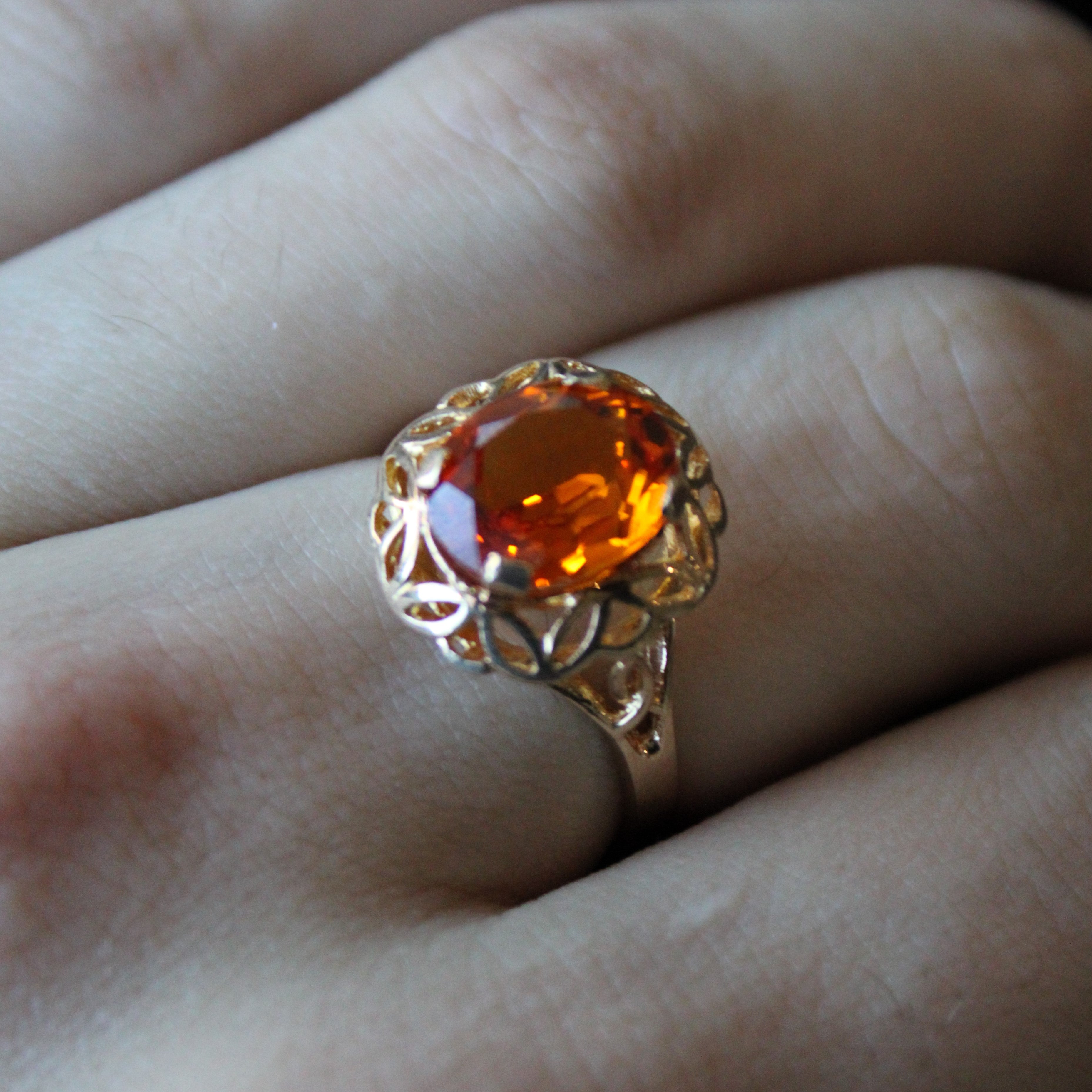 Synthetic Orange Sapphire Cocktail Ring | 3.75ct | SZ 9.25 |