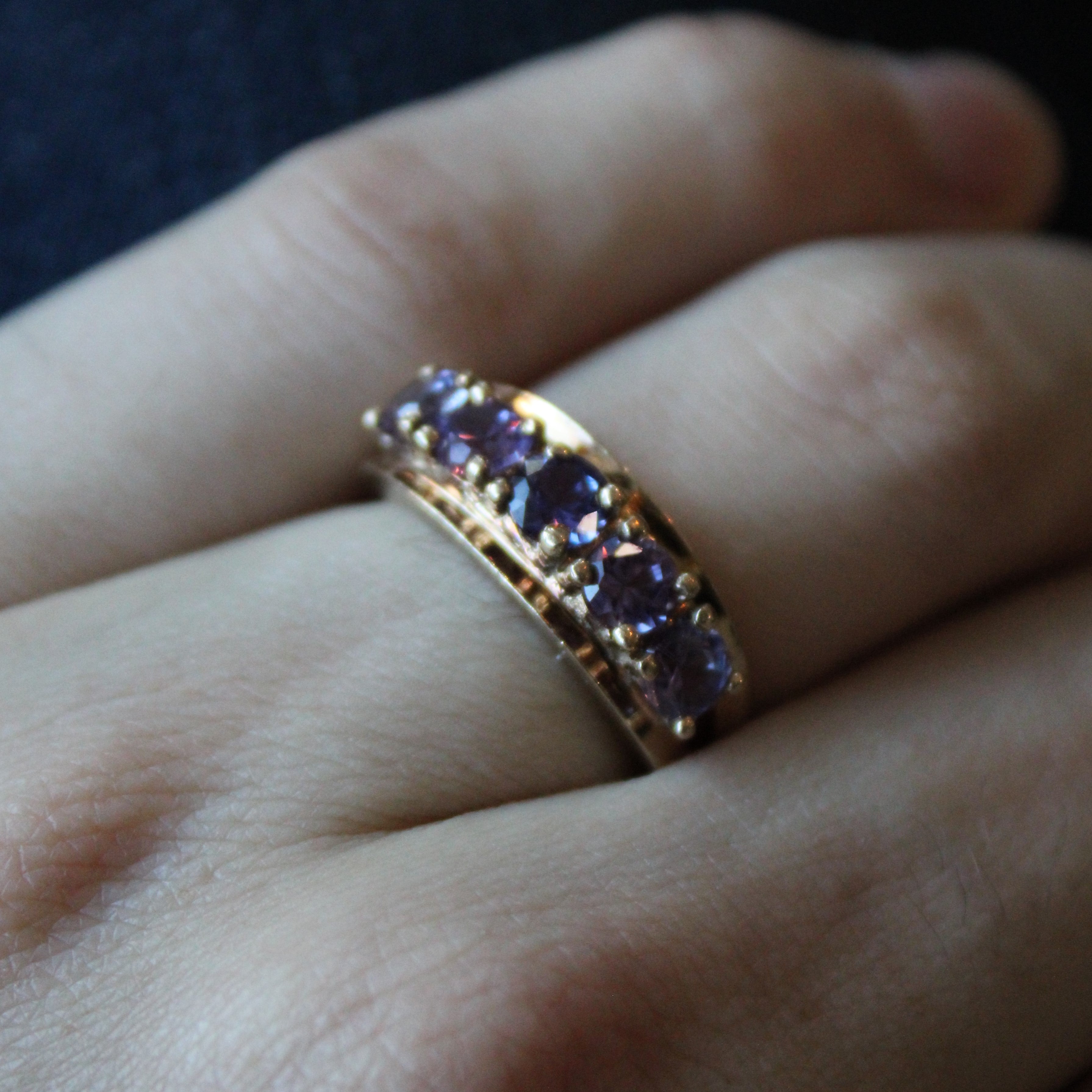 Synthetic Purple Sapphire Five Stone Ring | 2.50ctw | SZ 7 |