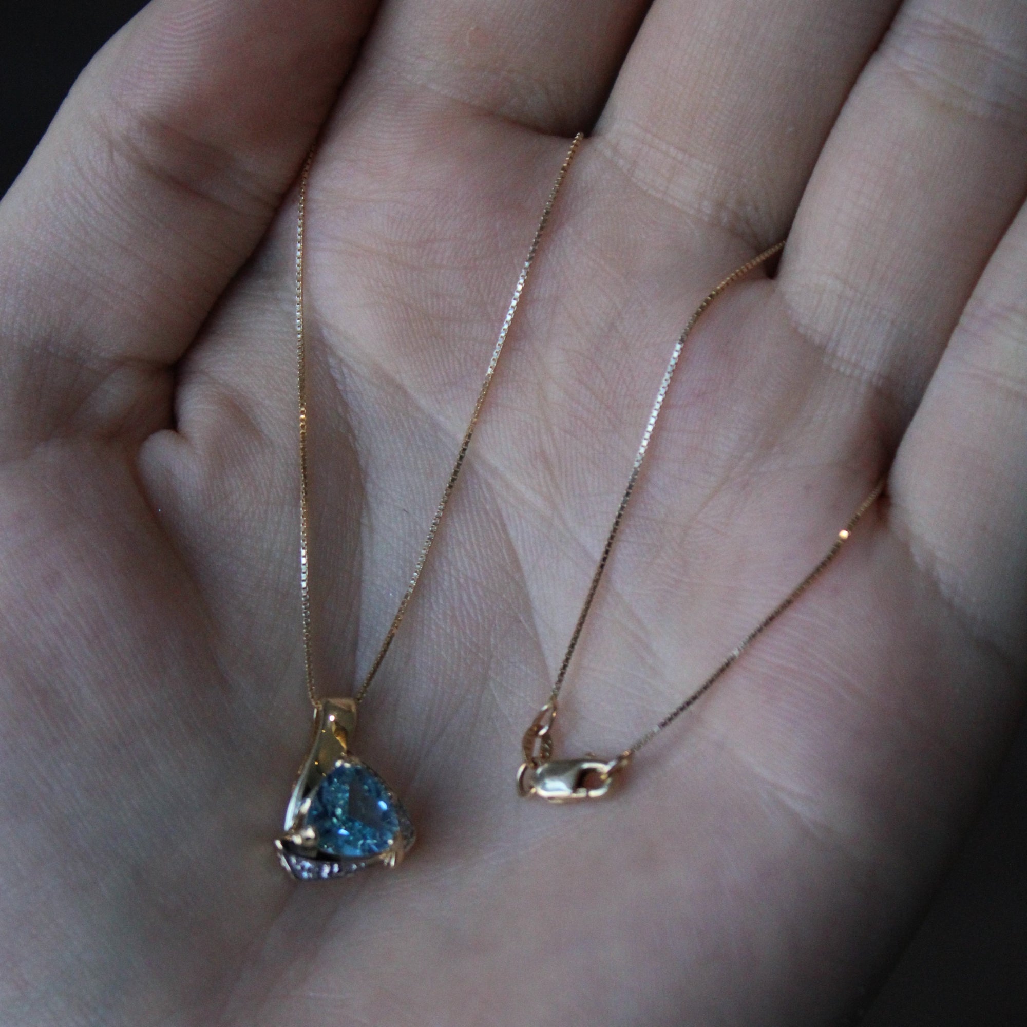 Blue Topaz & Diamond Necklace | 1.32ct, 0.02ctw | 17
