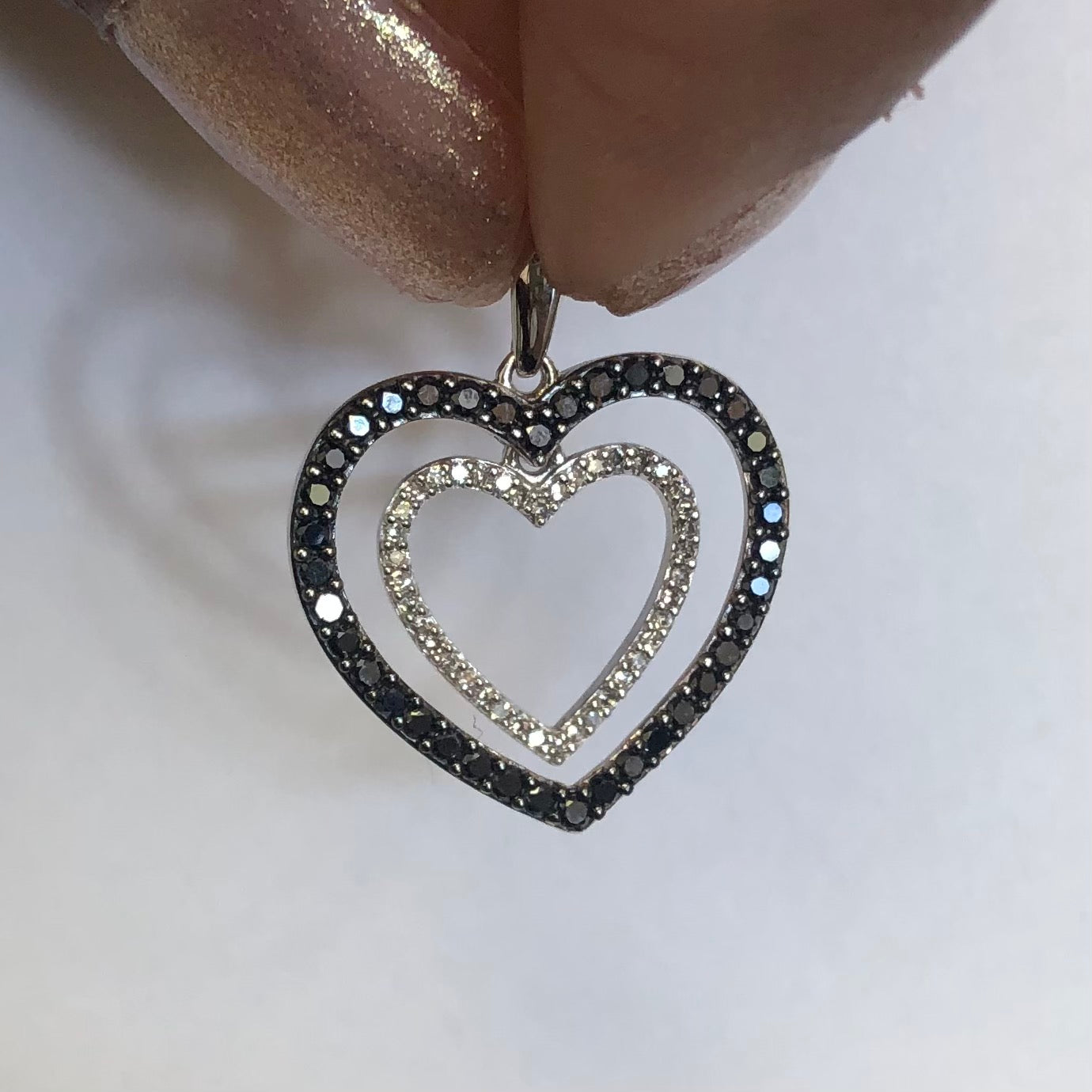 Black & White Diamond Heart Pendant | 0.52ctw |