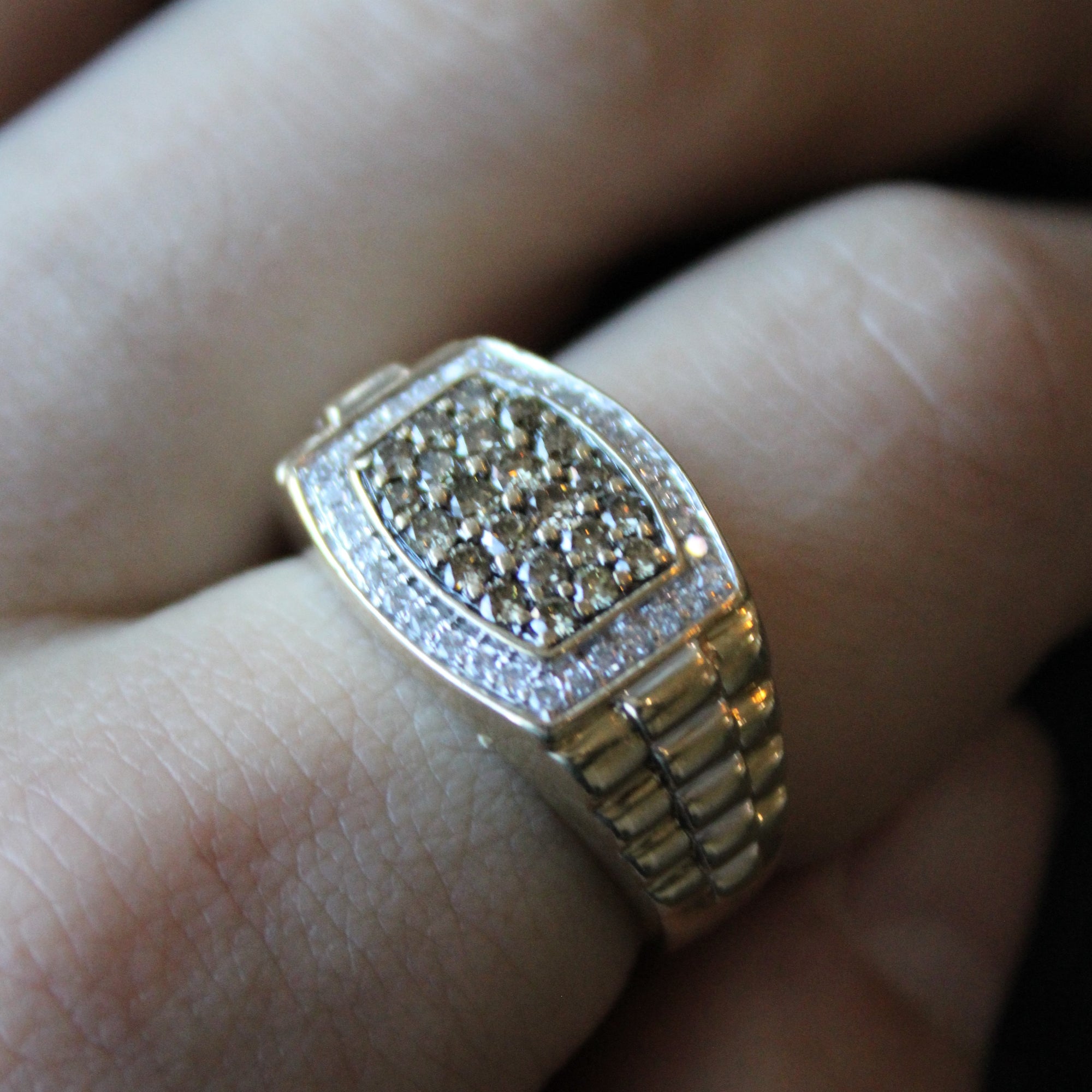 Champagne Diamond Watch Strap Ring | 1.00ctw | SZ 10 |