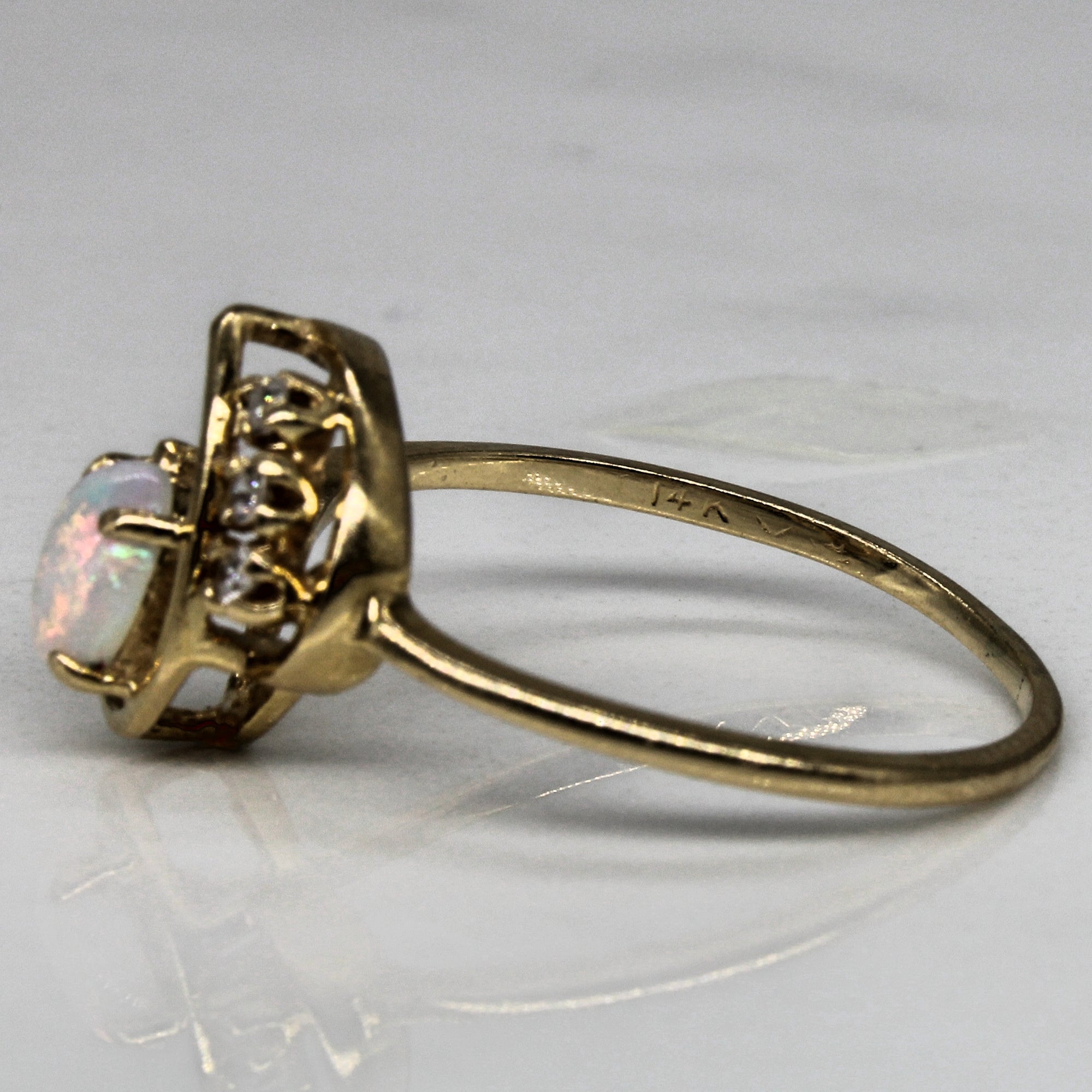 Unique Opal & Diamond Ring | 0.25ct, 0.05ctw | SZ 8 |