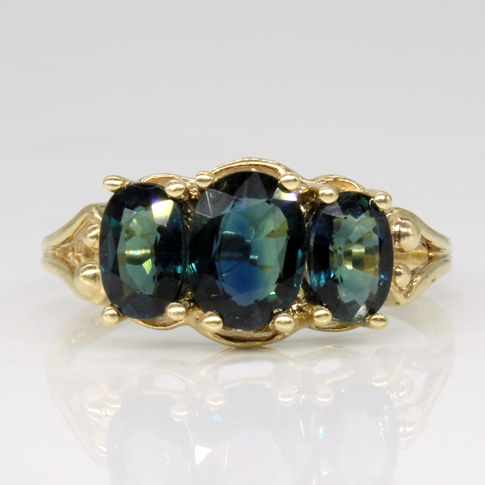 Split Shank Three Stone Sapphire Ring | 1.65ctw | SZ 6.75 |